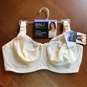 Bali 0180 Flower Classic Support Full Coverage Underwire Bra 40D Light Beige NWT